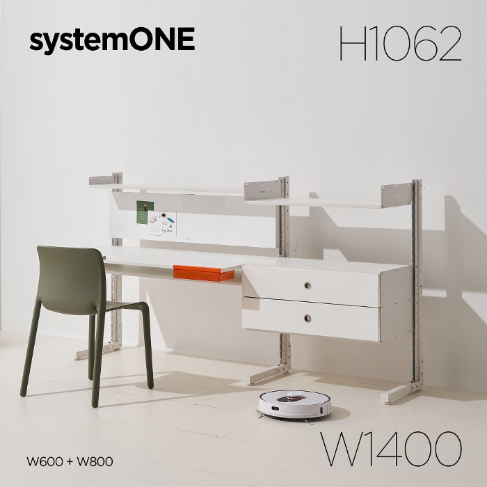 [시스템ONE] 책상세트 W1400(600+800) H1062 *벽 설치