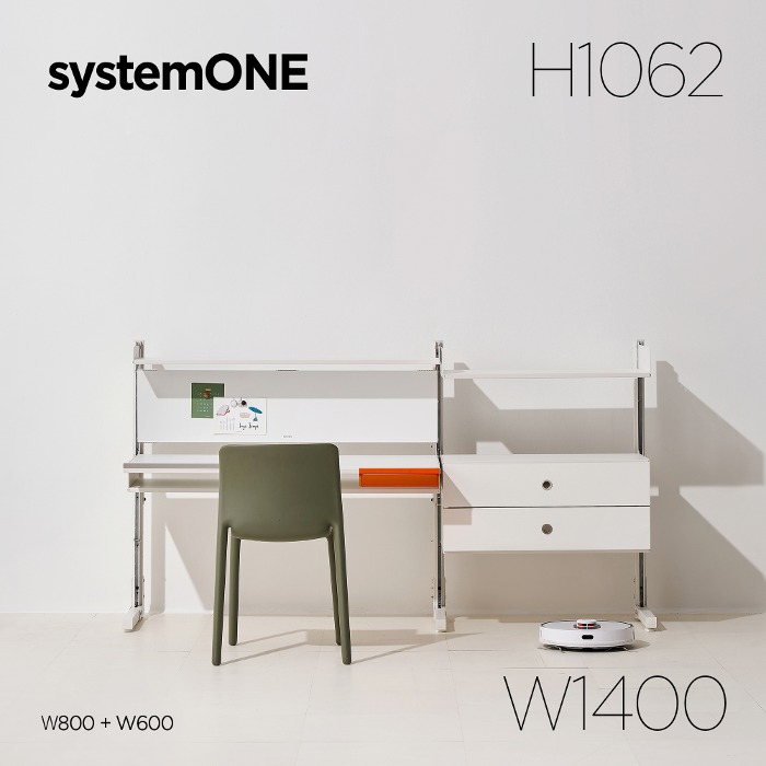 [시스템ONE] 책상세트 W1400(800+600) H1062 *벽 설치