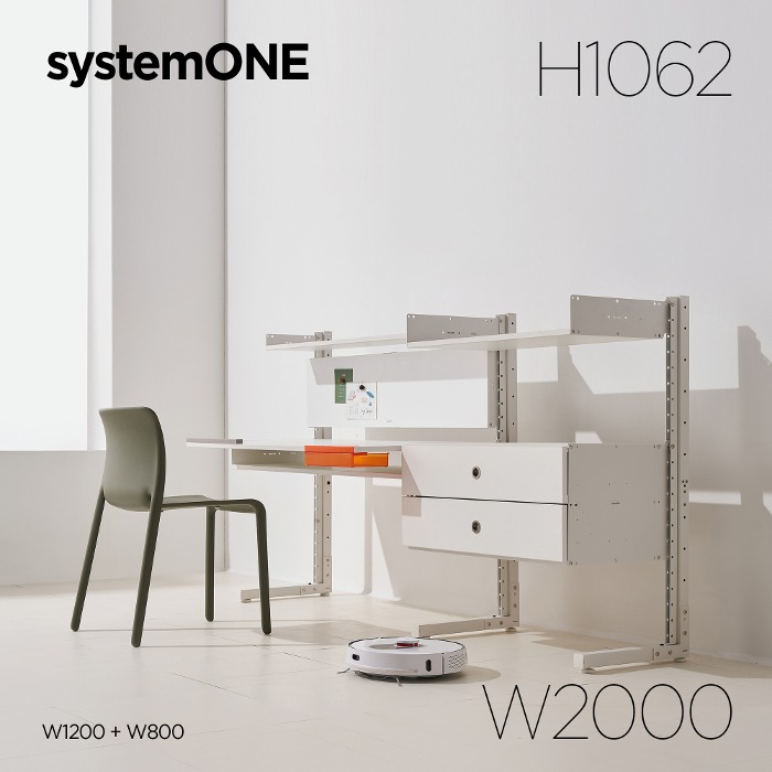[시스템ONE] 책상세트 W2000(1200+800) H1062 *L스탠드(독립형)