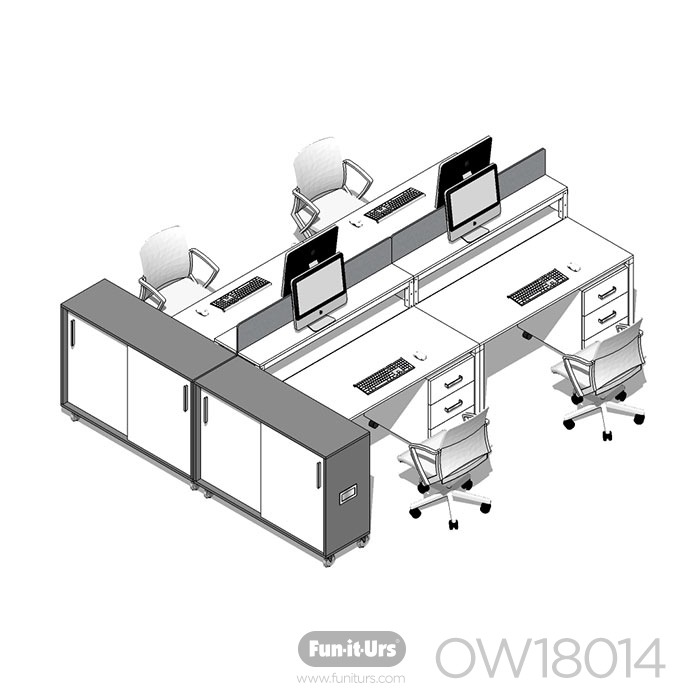 [레이아웃] OW18014_1400+선반2+파티션/서랍,슬라이드장옵션 선택