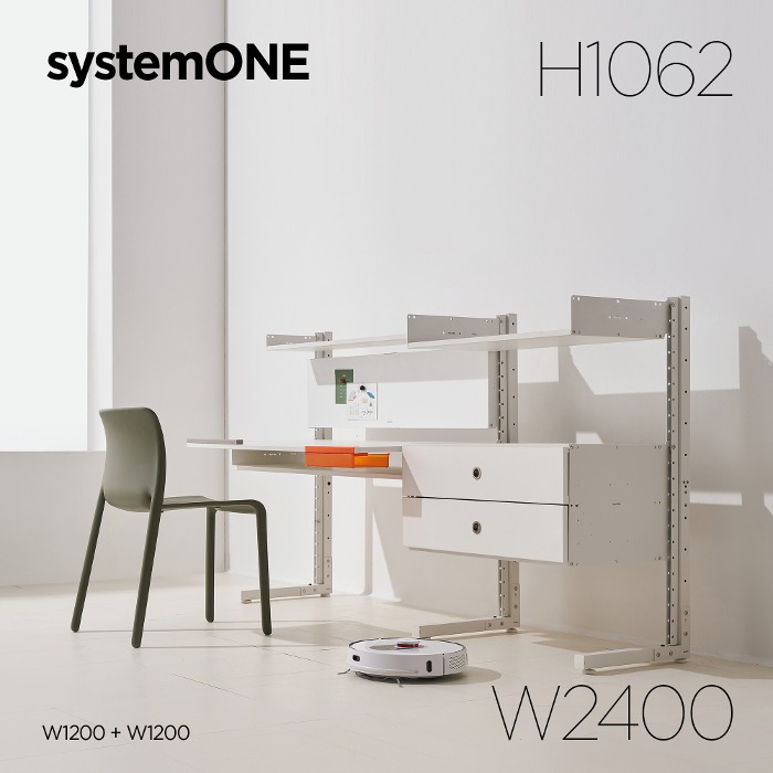[시스템ONE] 책상세트 W2400(1200+1200) H1062 *벽 설치