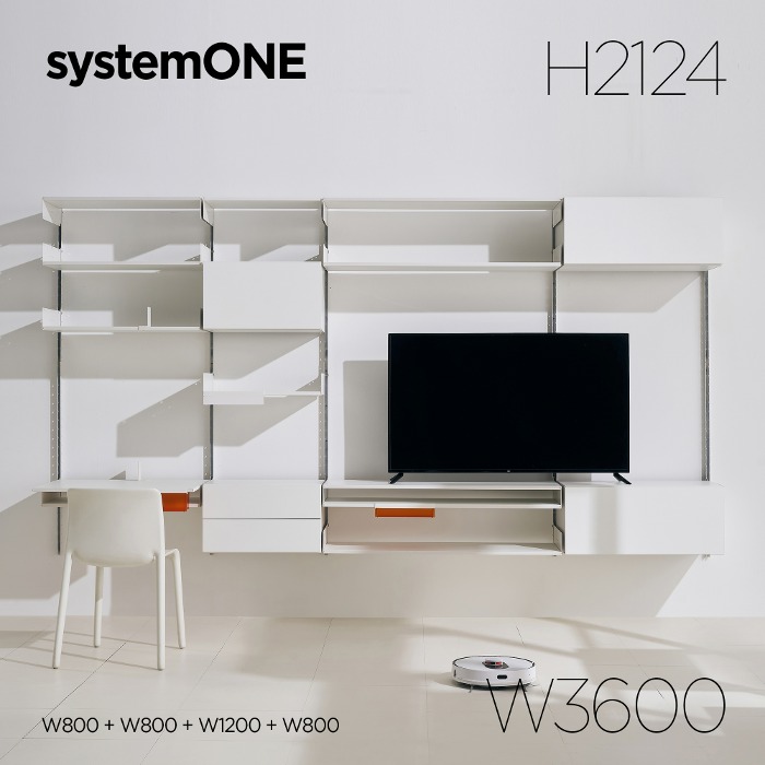 [시스템ONE] 거실장세트 W3600(800+800+1200+800) H2124*벽 설치